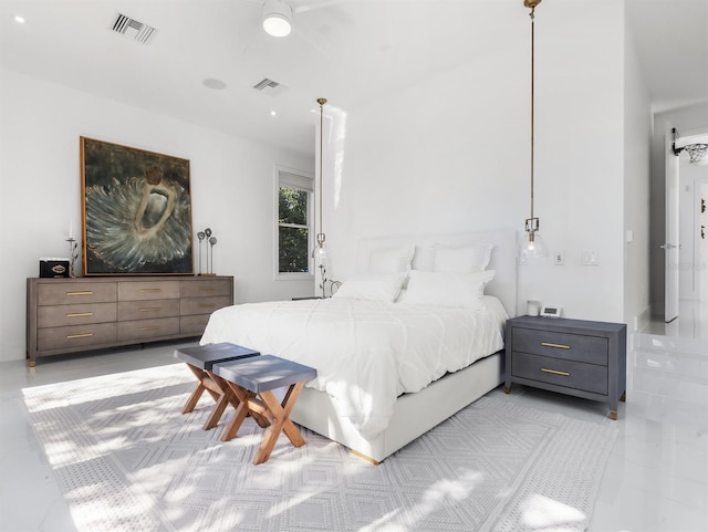 bedroom with visible vents