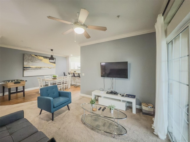 8000 Tuscany Way Unit 4405, Davenport, FL 33896 - carpeted living area with ornamental molding and a ceiling fan