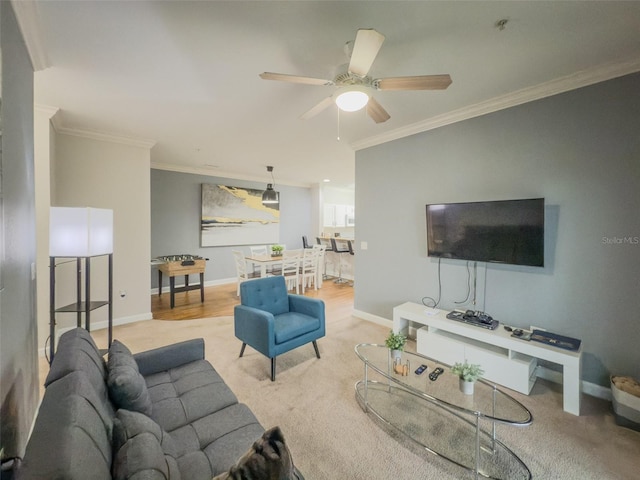 8000 Tuscany Way Unit 4405, Davenport, FL 33896 - carpeted living room featuring ceiling fan and ornamental molding