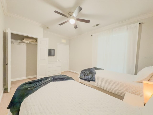 8000 Tuscany Way Unit 4405, Davenport, FL 33896 - bedroom featuring light colored carpet, crown molding, a closet, and a ceiling fan
