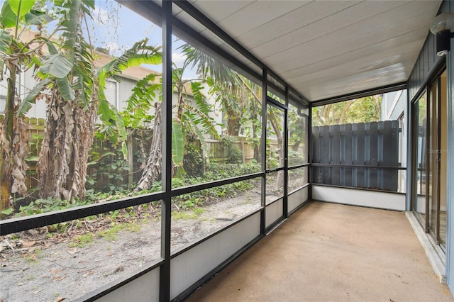 view of unfurnished sunroom