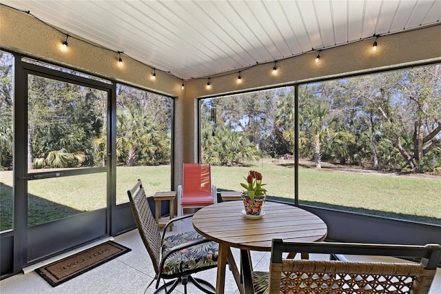 sunroom with track lighting