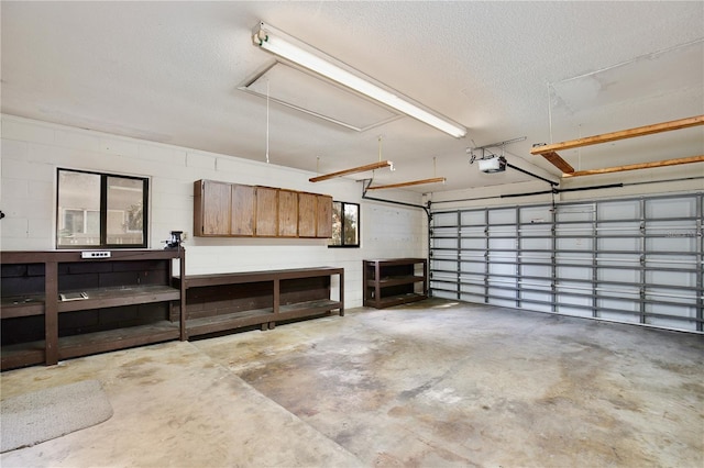 garage with a garage door opener