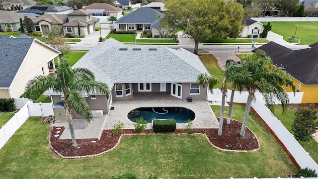 bird's eye view with a residential view