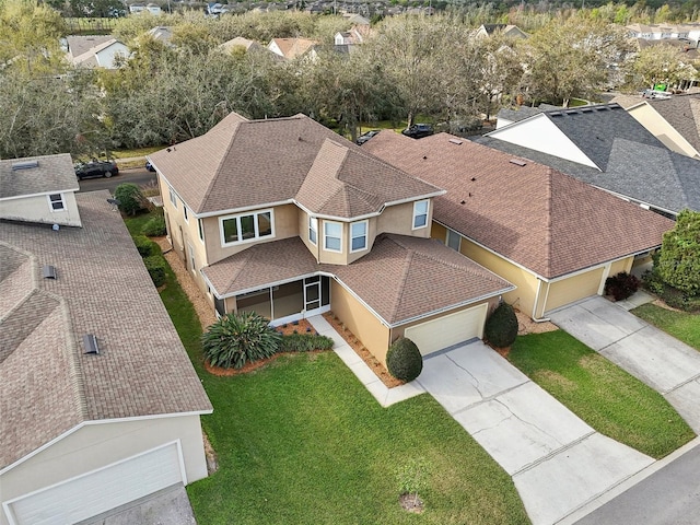 aerial view with a residential view