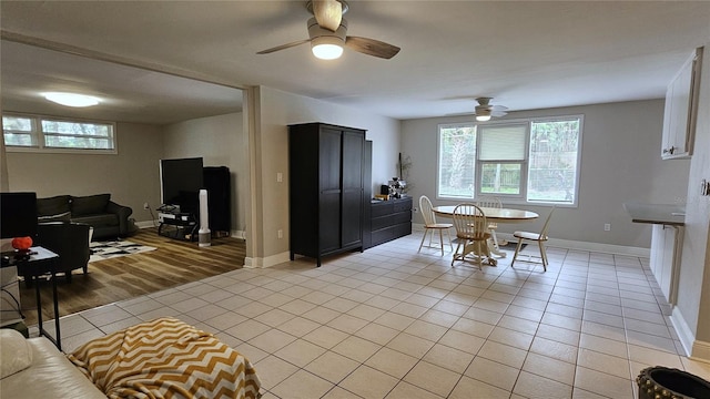 dining space with light tile patterned flooring