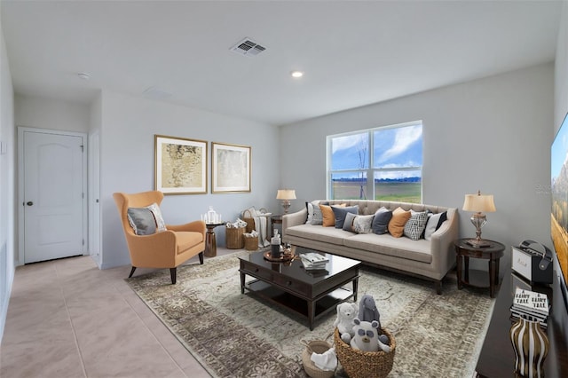 view of tiled living room