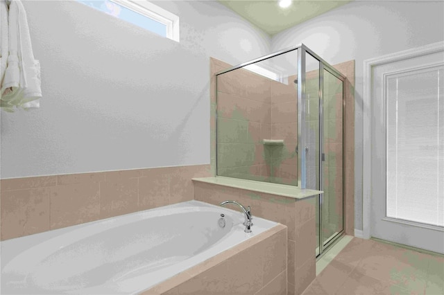 bathroom with separate shower and tub