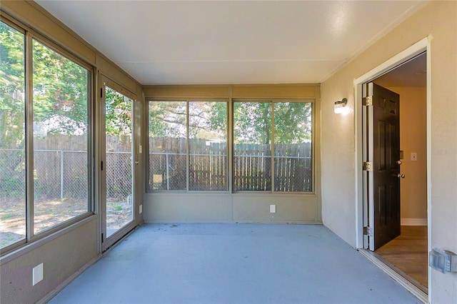 view of unfurnished sunroom