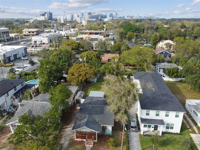 drone / aerial view with a view of city