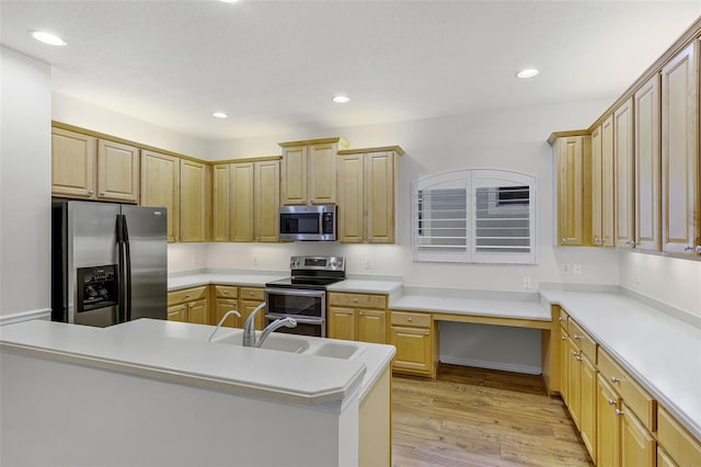 1203 Gatwick Loop, Lake Mary, FL 32746 - kitchen featuring appliances with stainless steel finishes, light wood-style flooring, a sink, light countertops, and recessed lighting