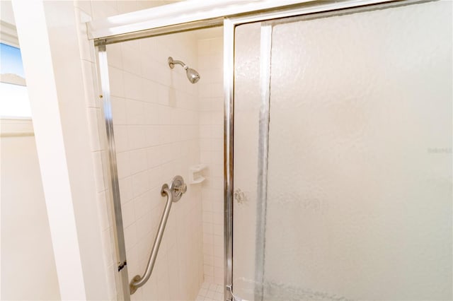 bathroom featuring a shower stall