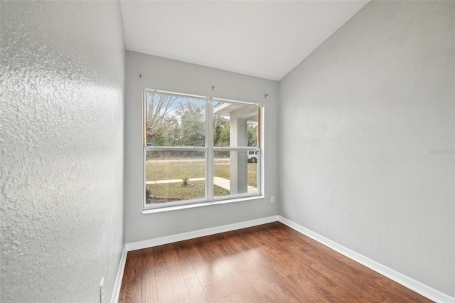 25 Maple Crse, Ocklawaha, FL 32179 - empty room with plenty of natural light, wood finished floors, baseboards, and vaulted ceiling