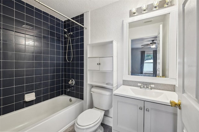 25 Maple Crse, Ocklawaha, FL 32179 - full bathroom with vanity, shower / tub combination, a textured ceiling, and a ceiling fan