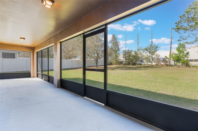 view of unfurnished sunroom