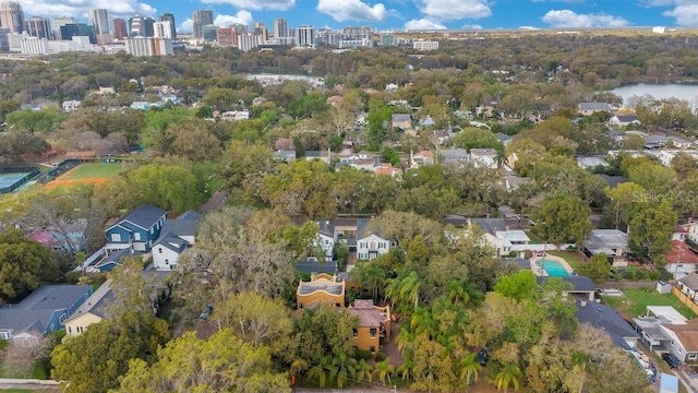 aerial view featuring a city view