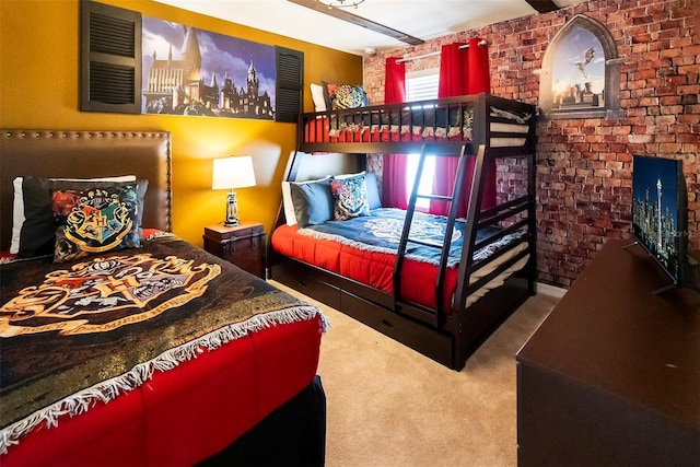 3432 Lilac Way, Davenport, FL 33897 - carpeted bedroom featuring brick wall and a fireplace