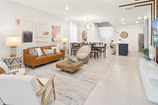 3432 Lilac Way, Davenport, FL 33897 - living room featuring recessed lighting, visible vents, and light tile patterned floors