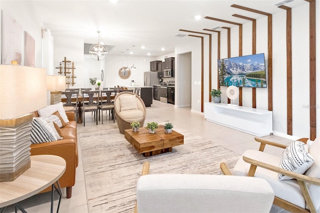 3432 Lilac Way, Davenport, FL 33897 - living area featuring recessed lighting, visible vents, a notable chandelier, and light tile patterned floors