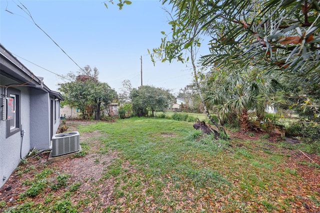 view of yard featuring central AC unit