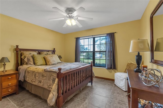 2825 Lake Tohopekaliga Blvd, Kissimmee, FL 34746 - bedroom with tile patterned floors, a ceiling fan, and baseboards
