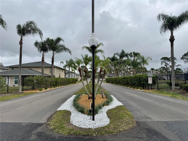 view of road featuring street lights