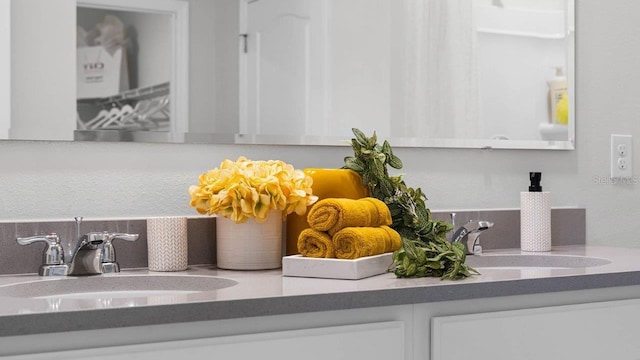 room details with double vanity and a sink