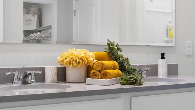 interior details featuring double vanity and a sink