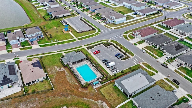 aerial view with a residential view