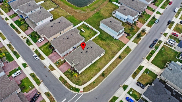 drone / aerial view with a residential view