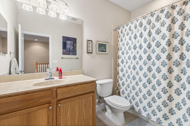 13221 Fountainbleau Dr, Clermont, FL 34711 - full bathroom featuring vanity, tile patterned flooring, and a shower with curtain