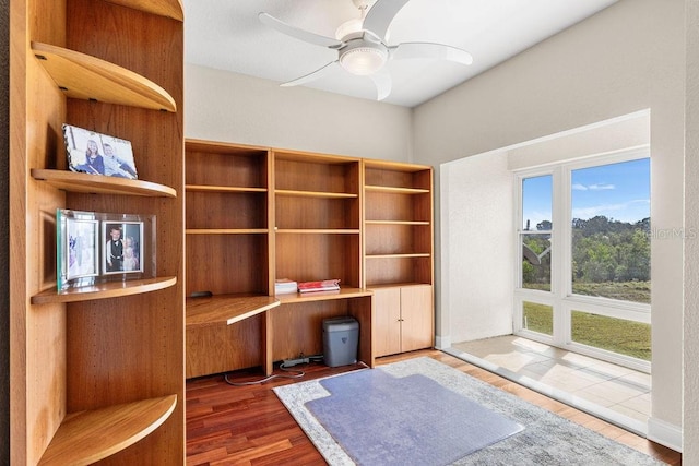 13221 Fountainbleau Dr, Clermont, FL 34711 - unfurnished office with a ceiling fan and wood finished floors