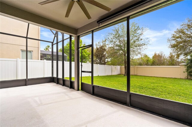 14664 Spotted Sandpiper Blvd, Winter Garden, FL 34787 - unfurnished sunroom featuring ceiling fan
