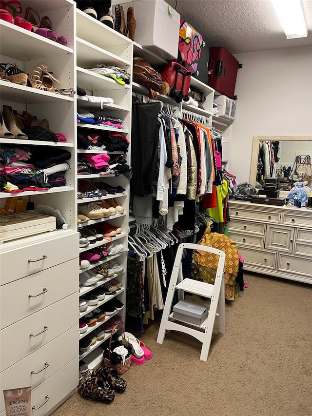 spacious closet with carpet flooring