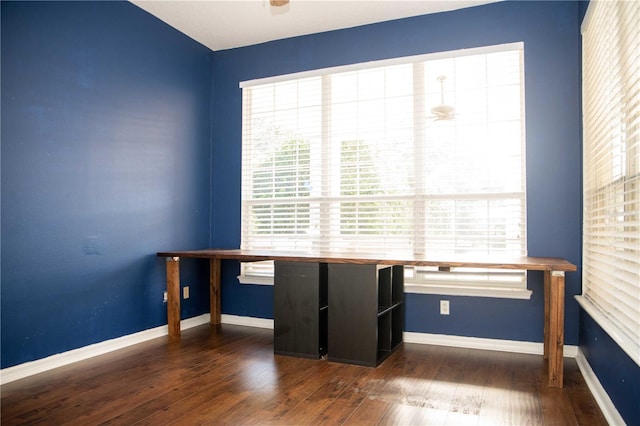 11474 Claymont Cir, Windermere, FL 34786 - unfurnished office with baseboards and dark wood-type flooring