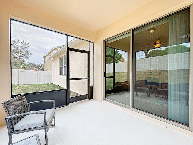 view of unfurnished sunroom