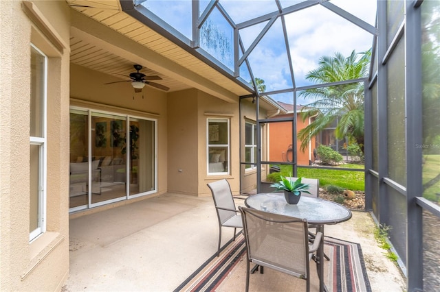 sunroom / solarium with beamed ceiling