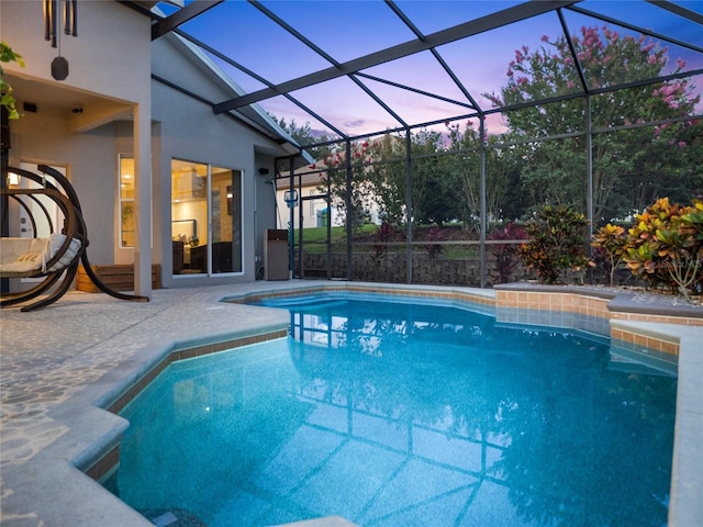 pool featuring a patio area and a lanai