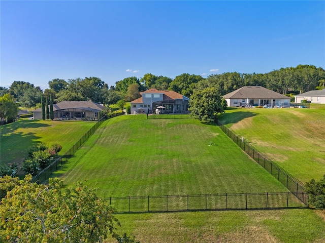 birds eye view of property featuring a rural view