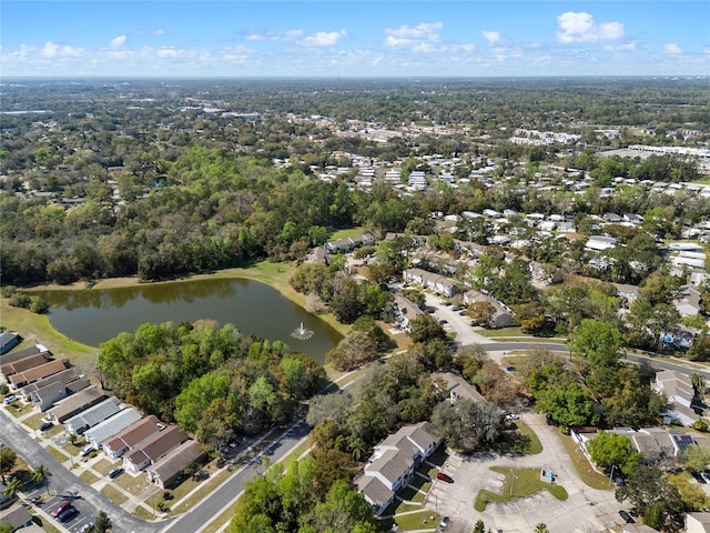 aerial view with a water view and a residential view