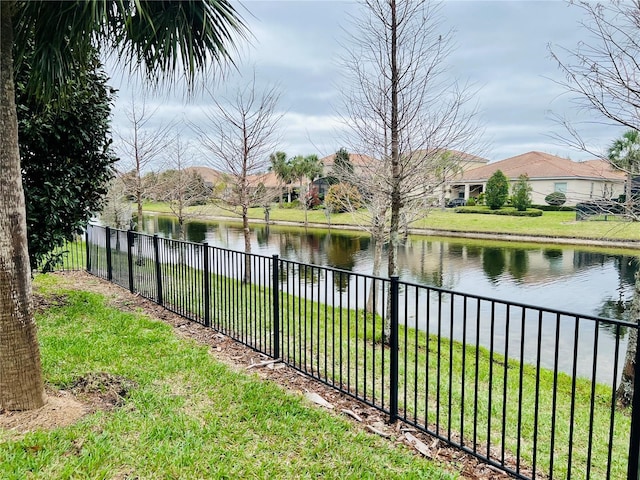 view of water feature featuring a fenced backyard