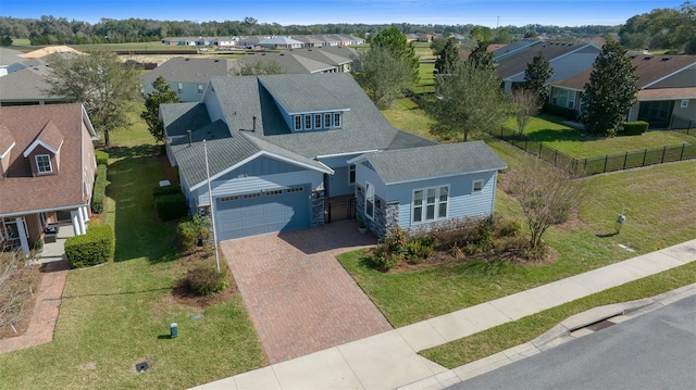 drone / aerial view with a residential view