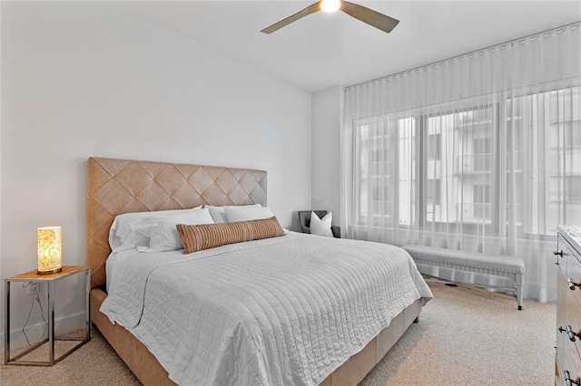 bedroom featuring carpet floors and ceiling fan