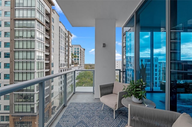 balcony with a view of city