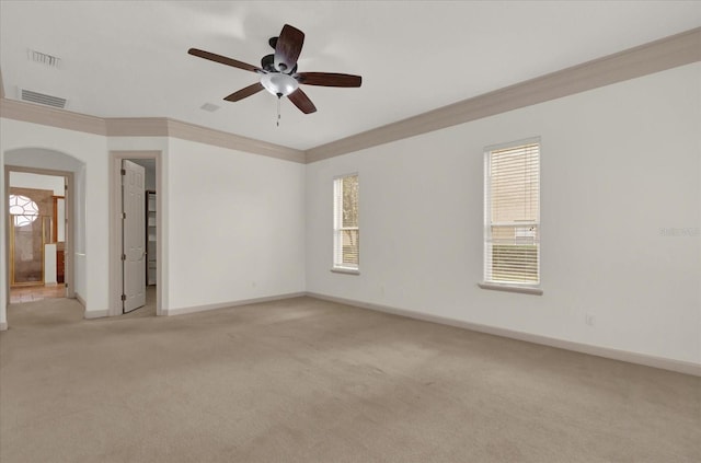 10616 Emerald Chase Dr, Orlando, FL 32836 - empty room with baseboards, ornamental molding, visible vents, and light colored carpet