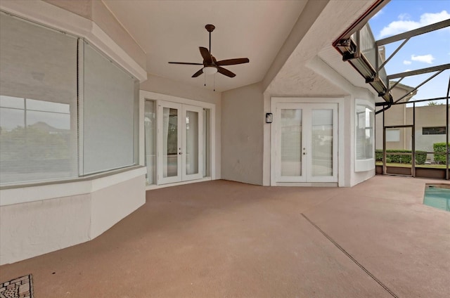 10616 Emerald Chase Dr, Orlando, FL 32836 - view of patio with glass enclosure, french doors, and a ceiling fan