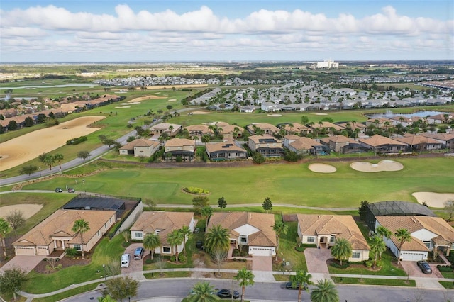 bird's eye view featuring a residential view and golf course view