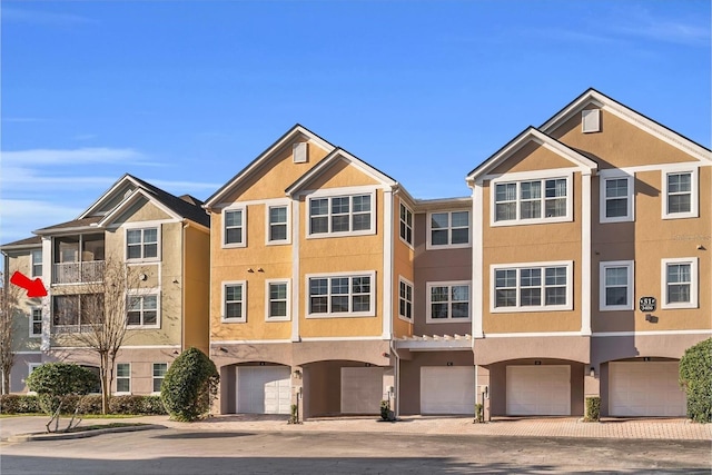 exterior space with a garage