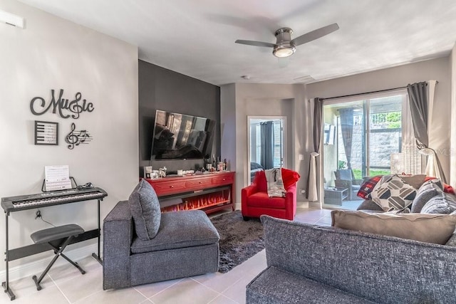 17437 Promenade Dr, Clermont, FL 34711 - living room with tile patterned flooring and ceiling fan