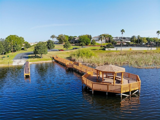 17437 Promenade Dr, Clermont, FL 34711 - dock area with a gazebo and a water view